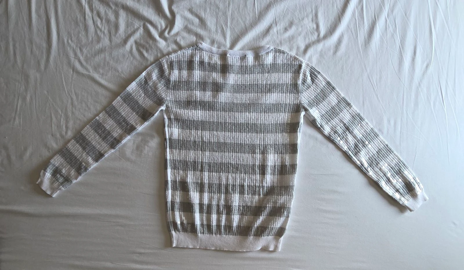 Grey and white striped sweater XS Mango Suit shiny sequined sweater – photo 3